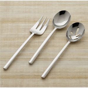 Crate & Barrel Emerge Mirror 3pc Hostess Set Silver